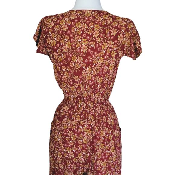 Kivari Quinn Tie Front Ruffle Jumpsuit Free People Capri Floral Jumpsuit - Picture 10 of 11